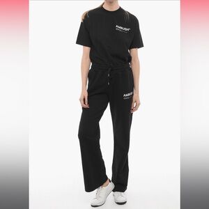 AMBUSH - Black wide leg sweat pant with printed logo - XS